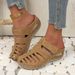 New Plus Size Hollowed Out Wedge Heel Round Toe Anti Slip Women's Sandals_vogvips.com