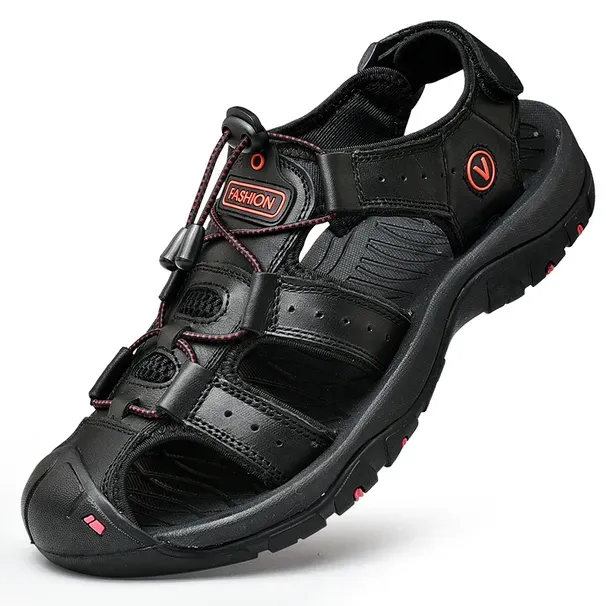 2023 Echtes Leder Männer Sandalen Sommer Outdoor Sport Männer Sandalen Hausschuhe Nicht Slip Strand Schuhe Casual Männer Alias hombre_vogvips.com