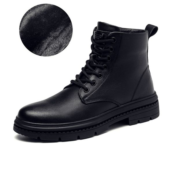 Leather Martin Boots Men's Autumn 2025 High-top Plus Velvet Warm Korean Cotton Shoes Men's Winter Tooling Motorcycle Boots_vogvips.com