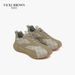 VICKI BROWN Men's Logo Print Patchwork Leather Platform Sneakers, Soft Padded Insole Comfort Non Slip Rubber Sole Fashion Casual Daily Walking Shoes_vogvips.com