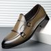 Voyage Factory Direct Men's Business Casual Double Buckle Pointed Toe Shiny Monk British Formal Leather Shoes_vogvips.com
