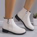 2024 Autumn Winter New Large Size Britih Style Chunky Heel Suede Women' Metal Round Buckle Side Zipper Warm Short_vogvips.com