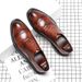 Euro Step Men's Leather Korean Style Trendy British Business Formal Pointed Brogue Wedding Breathable Casual Shoes Men 18568-G_vogvips.com