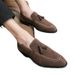 Suitable For All Seasons British Style Casual Slip-On Pointed Toe Leather Shoes For Men Summer Korean Version Suede Tassel Hair Stylist Loafers_vogvips.com