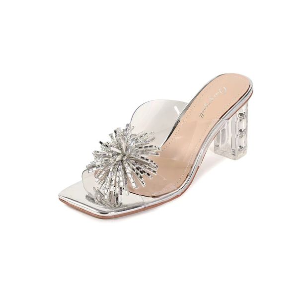 2026 New Crystal Fireworks Fairy Shoes Thick-Heeled For Women, Fashionable And Elegant Slip-On Sandals_vogvips.com