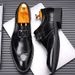 New Fashion Men's British Black Business Casual Loafer Shoes Daily Driving Office Leather Shoes One Foot Pedal Lazy Brown Banquet Dress Wedding Men's_vogvips.com