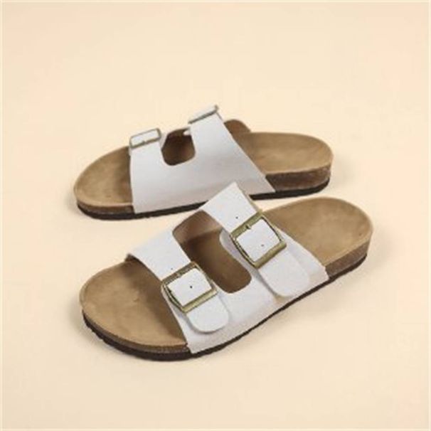 Summer 2025 Cork Soled Cool Slippers Both Men Women New Style Frosted Leather Double Breasted Two Character Drag Retro_vogvips.com
