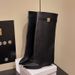 Women's Retro Over-The-Knee High Boots Pointed Toe Buckle Trousers Leg Design Patent Leather Black Low Heel European American Style_vogvips.com