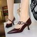 6093-K92 Fashion Banquet Thin Shallow Mouth Pointed Metal Strap High Heels Single Women's Shoes_vogvips.com