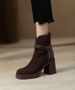 Chunky Ankle Boots For Women 2026 Autumn/Winter New Style Rear Zipper Matte Ankle Boots_vogvips.com