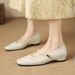 Cameido Mary Jane Shoes With Buckle And Low Heel Spring Pleated Square Toe Platform Single Shoes_vogvips.com