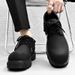 Men's Derby Shoes Chunky Sole Low-Cut Leather Casual Shoes For Youth - Breathable & Waterproof PU Upper, Rubber Sole (Black, Sizes 39-44)_vogvips.com