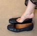 Sheepskin Version Genuine Leather Handmade Ballet Grandma Shoes Bowknot Shallow Mouth Shoes Women's Flat Mary Jane Shoes_vogvips.com