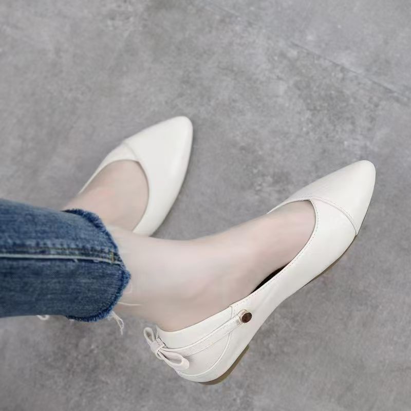 2025 Spring/Summer New Leather Non-Slip Dual-Wear Soft Sole Flat For Women, Versatile Shallow Pointed Toe Slip-On Shoes_vogvips.com