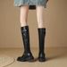 2024 Wasteland Round Toe Over-the-Knee Knight For Women, British Style Slimming Autumn Winter Versatile Chunky Mid-Heel_vogvips.com