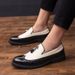 Unbeatable Quality New Blok Color Blocked Fringed Leather Shoes, Shiny Leather, Fashionable Set, Loafers, Hairstyles, Size 48 Men's Shoes_vogvips.com