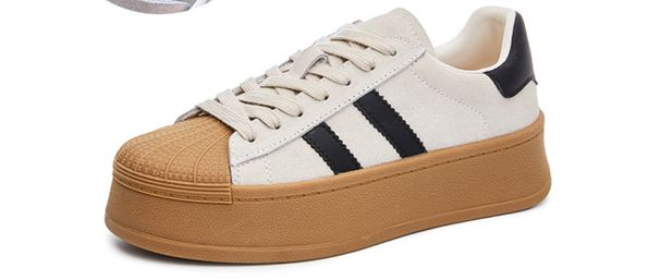 Genuine Leather Dexun Shoes For Women 2025 Spring New Thick Soled Flip Up White Shoes For Women Casual Versatile College Style Women's Shoes Trend_vogvips.com