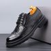 Euro Step Men's Leather Spring Breathable Business Formal Brogue Carved British Casual Height Increasing Groom Wedding Shoes_vogvips.com