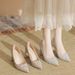 2026 Spring And Autumn New Style Pointed Toe High Heels For Women, Chunky Heel, Sequined, Fashionable, Versatile Shallow_vogvips.com