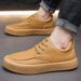Spring 2025 New Versatile Trendy Men's Leather Thick Bottom Casual Work Waterproof And Anti Slip Board Shoes_vogvips.com