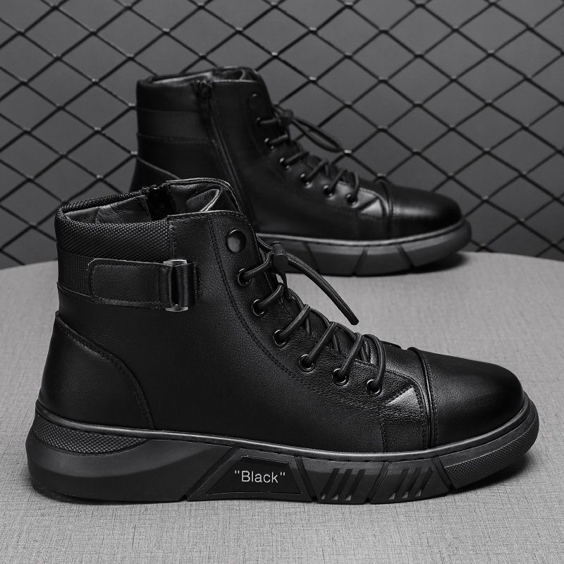 Trendy Martin Boots Men's High Top Men's Casual Leather Boots Hot Style Large Size British Men's Boots Plus Velvet To Keep Warm_vogvips.com