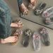 Jelly For Women, Korean Style Fahionable Outdoor Cloed-Toe Flat Shoe, Tranparent With Flower Acceorie, Beach_vogvips.com