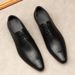Italian Business Formal Embossed Leather Men's Pointed Handmade British Style Lace-up Derby Shoes_vogvips.com