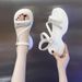 French Small Fragrant Roman Sandals Women's Thick-soled Leather Surface Rhinestone One-word Strap With Skirt Beach Shoes_vogvips.com