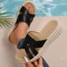 Women's Shoes Three Layer Bottom Slippers Summer Flat Bottomed Color Matching Flip Flops, Open Toed Middle Aged Women's Shoes Sandals For Outdoor Wear_vogvips.com