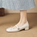 Cameido Women's Mary Jane Shoes With Bow Round Toe Wrinkled Design Full Leather Spring 2026 Chunky Heel_vogvips.com