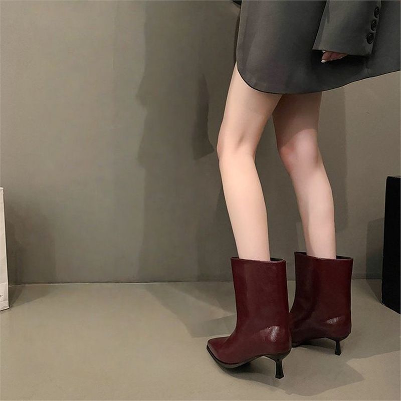 Elegant Pointed Toe Knee High Riding Boots Slim Heel Classic Stitch Detailing Sophisticated Tall Boots Stiletto Heel Pointed Toe Chic Long Boots_vogvips.com