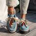 Women's Beaded Suede Loafers Lace-Up Platform Spring Style Plus Size Low Top Shoes_vogvips.com