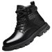 Men's High-Top Waterproof PU Leather Boots With Warm Fleece Lining, Anti-Slip Rubber Sole, Casual Round-Toe Winter Boots Non Slip Casual All Match_vogvips.com