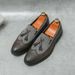 New Fashion Men's British Black Business Casual Loafer Shoes Daily Driving Office Leather Shoes One Foot Pedal Lazy Brown Banquet Dress Wedding Men's_vogvips.com