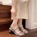2025 Spring New Model Women's Superfiber Square-Toe Strap Sandals With Soft Rubber Sole, Versatile Height-Increasing_vogvips.com