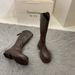 2025 Thick-Soled For Women, Knee-High, Autumn And Winter Slimming Martin Boots, Korean Style Round-Toe Back Zipper Boots_vogvips.com