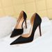 18188-6 Style Super Fine Satin, Shallow Mouth, Pointed Side Hollow, Slim High Heels, Women's Shoes, Single Shoes_vogvips.com