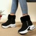 2025 Autumn Winter New Snow For Women, Large Size, Fleece-Lined, Tube, Warm, Height-Increasing Cotton Boots,_vogvips.com