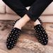 European Station Fashion Men's Shoes New Leather Casual Loafer Shoes Trendy Rivet Crystal Diamond Men's Shoes With Low Top Casual Shoes_vogvips.com