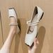 Square Head Single Shoes Women's Flat Bottom One Word With Mary Jane Shoes French Shallow Mouth Beanie Shoes Women_vogvips.com