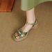 Retro Soft Leather Thick-Soled High-Heeled Open-Toe For Women, 2025 Summer New Style, Woven Color-Block Chunky Heel_vogvips.com