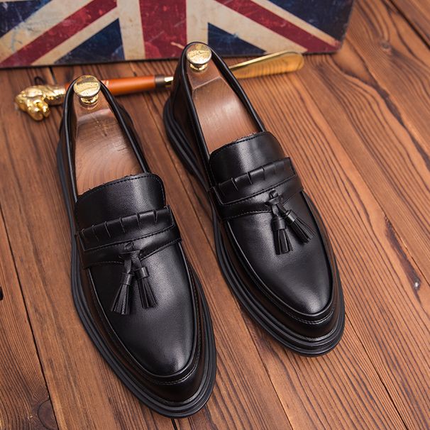 New Fashion Men's Brown Business Casual Loafer Shoes Daily Office Black Buckle Monk Men's Shoes One Foot Cover Banquet Dress Wedding Leather Shoes_vogvips.com