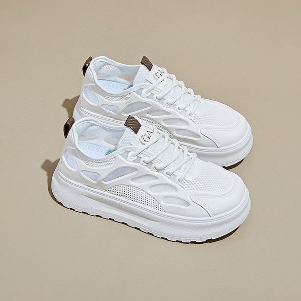 Little White Shoes Female Student Mesh Breathable Heightening Shoes Casual Street Shooting Shoes Board Shoes_vogvips.com