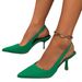 2025 Spring New Fashion Plus Size Women's Shoes One-Strap Buckle Thin Slip-On High Heel Closed Toe Backless Sandals_vogvips.com