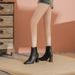 7798-3 American Brown Short For Women 2024 New Square Toe High Heel Melard Style Martin Boots_vogvips.com
