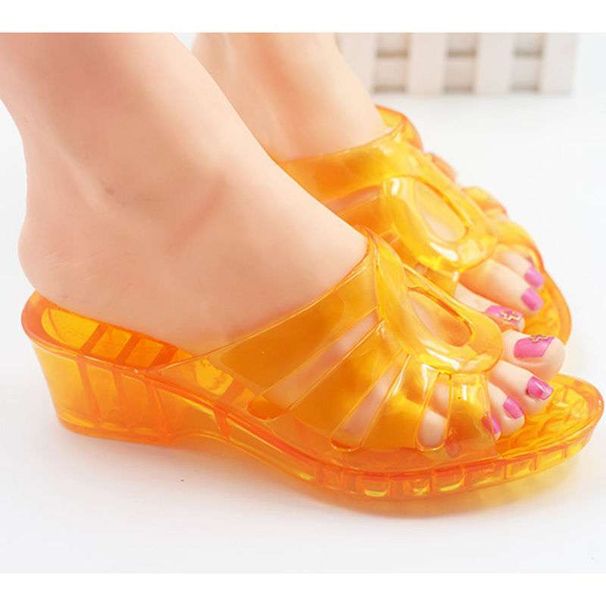 Women's Summer Crystal Plastic Slippers For All Seasons, Fashionable Wedge Heel , Non-Slip And Odor-Resistant, High Heel Chunky Heel For Home Use_vogvips.com