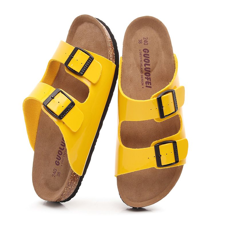 Women's Cork Slide Sandals - Lightweight EVA Sole, Breathable Mesh Lining, Slip-On Beach Clogs For Summer (Yellow & Pink Options)_vogvips.com