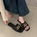 Women's Plus Size Flat Slippers Lightweight Stylish Chain Design Square Toe Casual Outdoor Sandals_vogvips.com