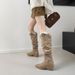 Suede Knight V Buckle Pointed Toe Slimming Slouch 2025 Autumn Winter Thick Heel High Tube Long Women Bare Boots_vogvips.com