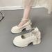 Style Round Head White Pearl Thick Heel Mary Jane Heels Women's Spring And Autumn Retro Niche Jk Small Leather Shoes_vogvips.com